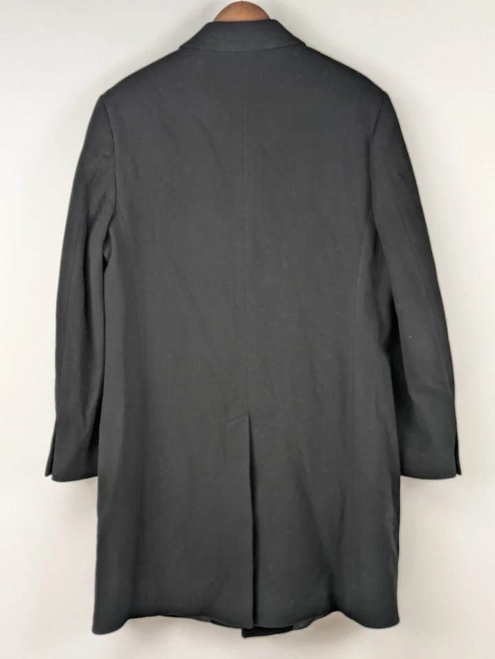 Perry Ellis Portfolio Overcoat Mens 42R Black Wool Cashmere Single Breasted - Image 3 of 4
