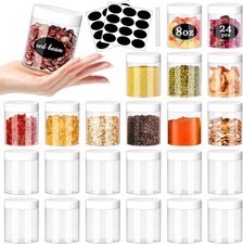 Plastic Jars 8oz Clear Plastic Slime Jars 24Pcs Empty Round Food Jar with White