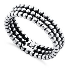 925 Sterling Silver Triple Bead Eternity Ring
