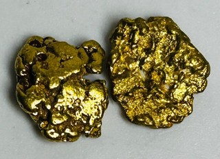 Gold Nuggets (2) Two Natural Alaska Placer Mammoth Creek 2.354 Grams Hi Purity