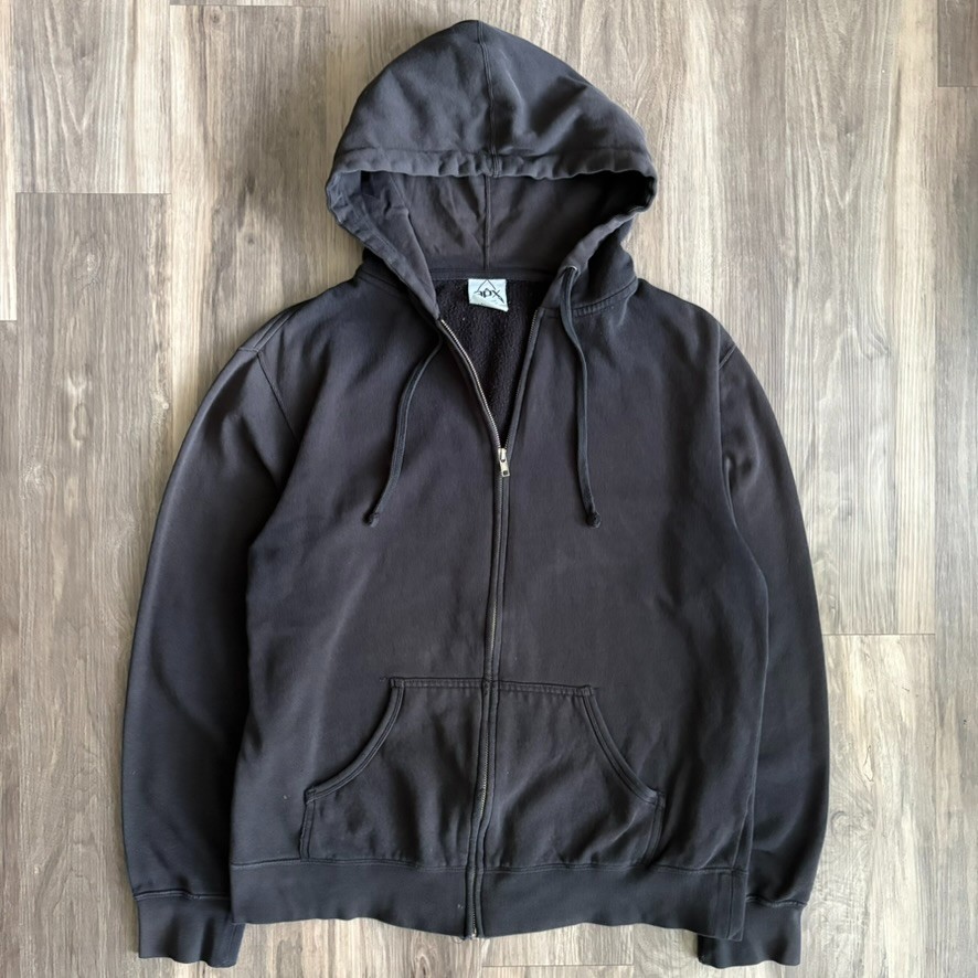 Vintage Sun Faded Black Blank Zip Up Hoodie Men's Size L Grunge