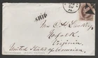 (FP) 1873 Ship Cover USS Canandaigua Venezuela to Norfolk VA