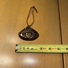 Vintage Claddagh Hanging Ornament Leather Strap Celtic Irish Love Loyalty Decor