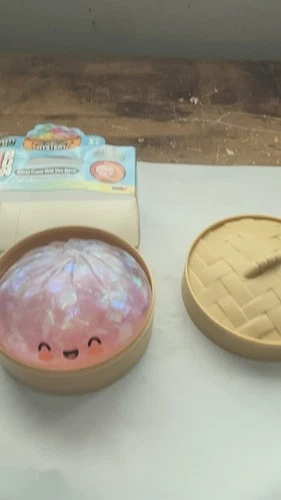 🔥SUPER RARE! Holographic Mystery Dumpling Squishy Bun Pink Glitter VIRAL