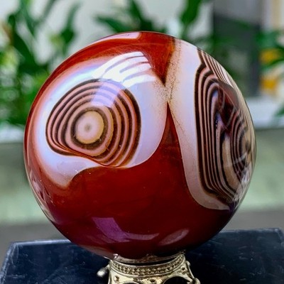 170G Natural red stripe agate sphere Crystal Ball Madagascar mineral