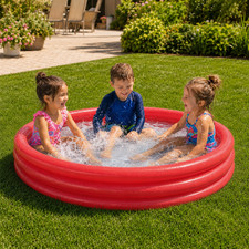 H2OGO 60" X 12" Inflatable Kiddie pool Red 74 Gal Kids Backyard Splash pool