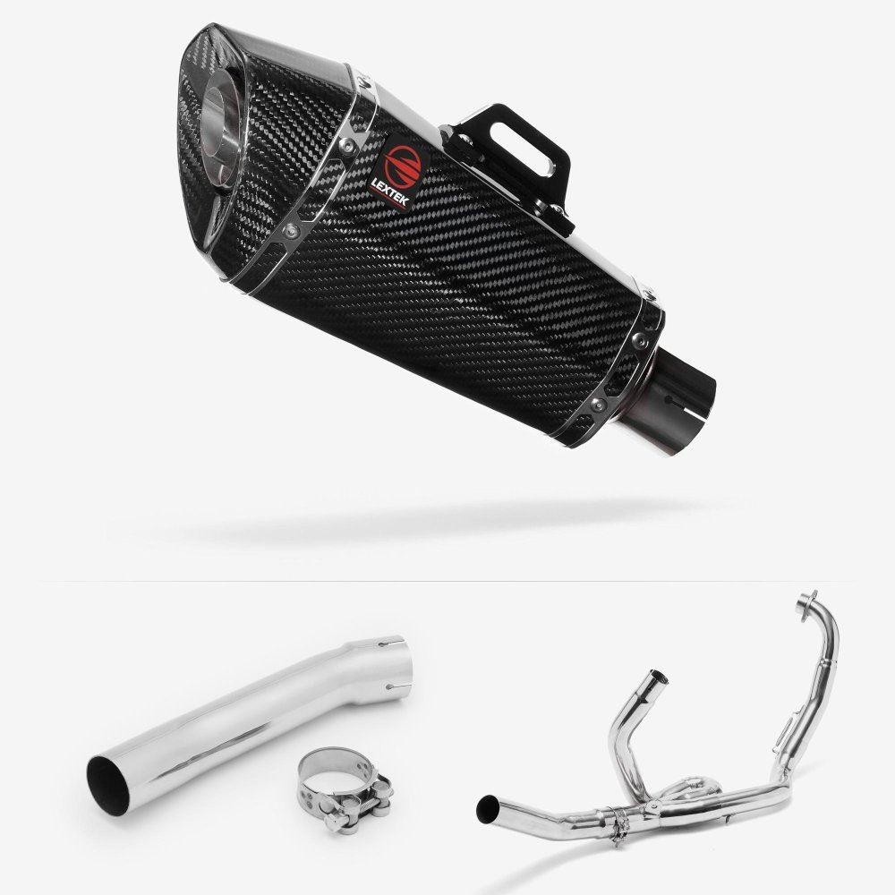Lextek XP8C Carbon Fibre Exhaust System 210mm for Suzuki SV650 (99-02)
