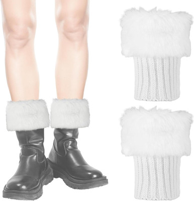 Fluffy Faux Fur Leg Warmers Winter Boot Cuffs Furry Knit Plush Socks for Women