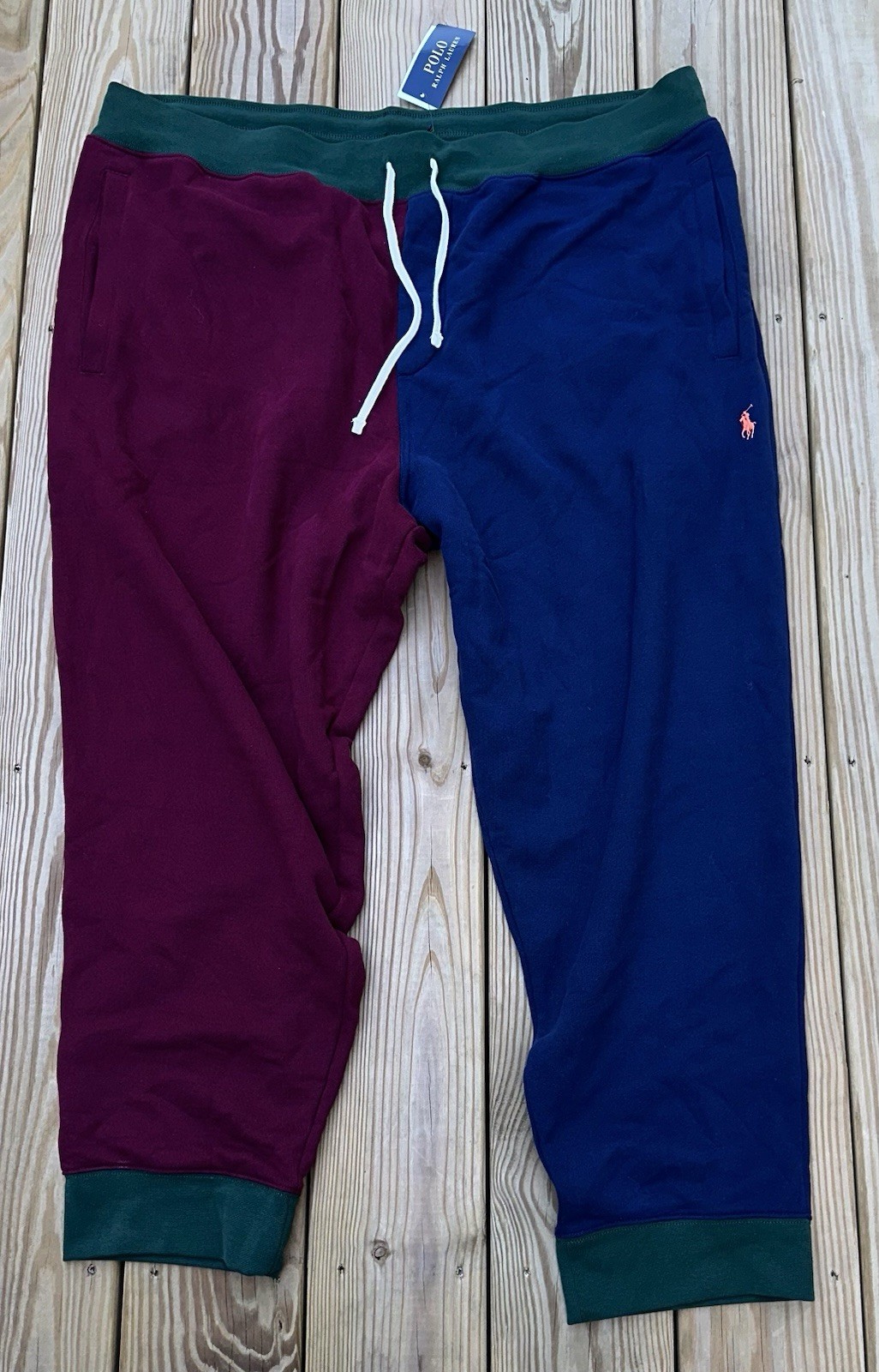 Nuovo con etichetta! POLO RALPH LAUREN JOGGER PANTALONI DELLA TUTA 4XB BLU ROSSO COLORBLOCK PONY