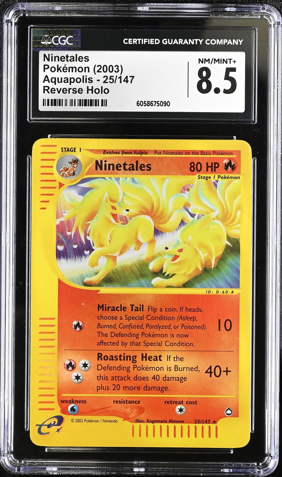 CGC 8.5 Ninetales 2003 Aquapolis 25/147 Reverse Holo Pokemon Card psa