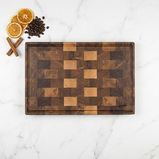 Personalized End Grain Walnut Wood Cutting Board - Thick Large Butcher Block