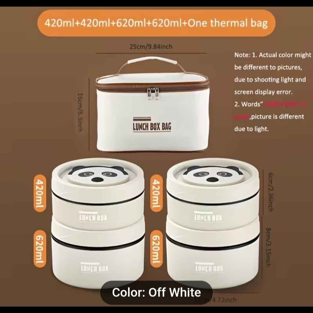 [Stainless Steel Insulated Lunch Box] Japanese Style 4pc Round Thermal Box