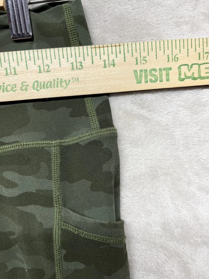 Leggings para mujer 27W verde camuflaje elástico cintura bolsillos tiro alto pull-on Foto 4 de 4