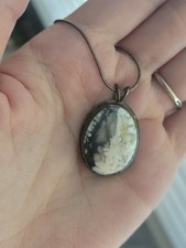 Moss Agate Oval Stone Pendant Set In. 999 Fine Silver Handmade Jewelry
