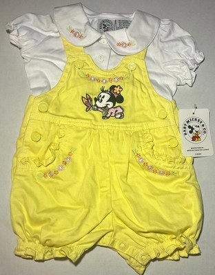 Vintage NWT Baby Minnie 6 9M Shortall Romper Disney Baby Mickey & Co Embroidered