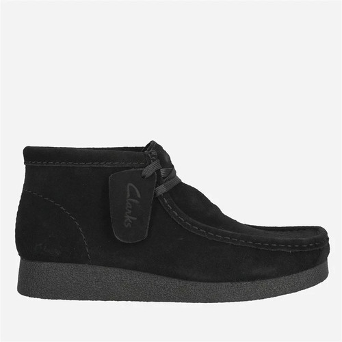Clarks Womens Evo Wallabee Shoes Black Suede 35.5-42