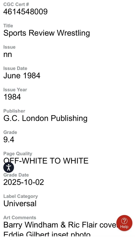 Sports Review WRESTLING Magazine June 1984 Ric Flair / Barry Windham CGC 9.4 - Image 2 of 3