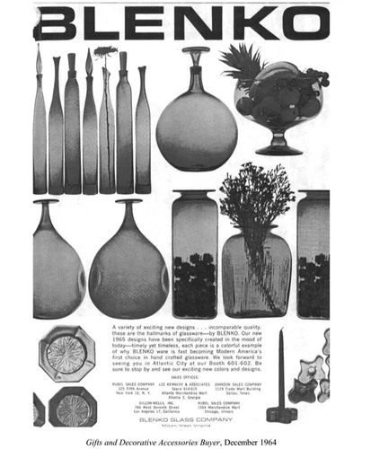 Blenko Glass 1936-1969-History & Reprint Advertisements, Mid-Century Modern MCM