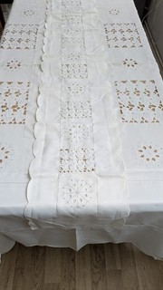 Christmas Tablecloths Rectangular Table Cover Linen Runner Vintage XL 226X76 cm