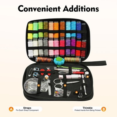98Pcs Portable Sewing Box Kit Home Travel Sewing Threads Scissors Needles Set