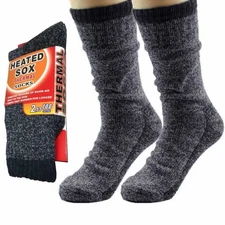 1 Pair Winter Thermal Socks Heated Sox Men Heavy Duty Warm Work Boot Black 10-13