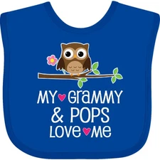 Inktastic Grammy And Pops Love Me Owl Baby Bib Grandchild Grandkids Clothes