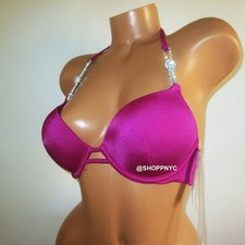 Victoria Secret Swim Bombshell Push Up Bikini Top 2 Cup Shine Rope 32C 32D Pink