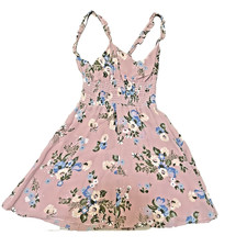 Reformation Mini Dress Pastel Pink Floral Smocked Boho Cottagecore Sz 10 Women’s