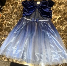 Jona Michelle Dress Girls 10 Navy Blue Sparkle Tulle Formal Party Bow