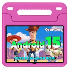Android 15 Kids Tablet, 2025 Upgraded 10.1 Inch Tablets with Octa-core Proces...