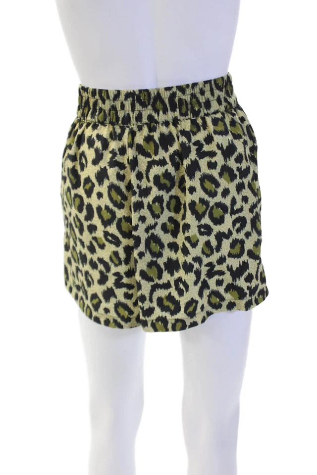 Pantalones Cortos de Salón Le Superbe Para Mujer Estampado Animal Sedoso Cintura Alta Verde Talla XS Foto 3 de 4