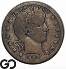 1908-S Barber Quarter, Scarcer San Francisco Issue