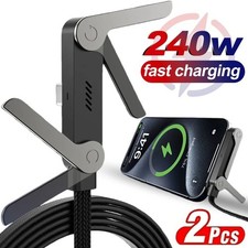 2-IN-1 240W Braided USB C to Type C Fast Charging Cable Foldable Phone Stand T-S