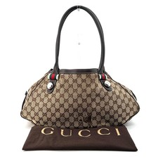 Borsa a tracolla Gucci Sherry Line GG tela pelle marrone beige 232971 autentica