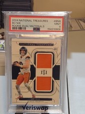 Panini 2024 National Treasures Rookie Dual Materials Bo Nix #RDM-BNX /99 PSA 9
