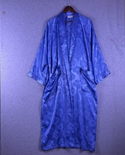 Victoria's Secret Robe M/L Blue Floral Satin Jacquard Pocket Belt Gold Label VTG
