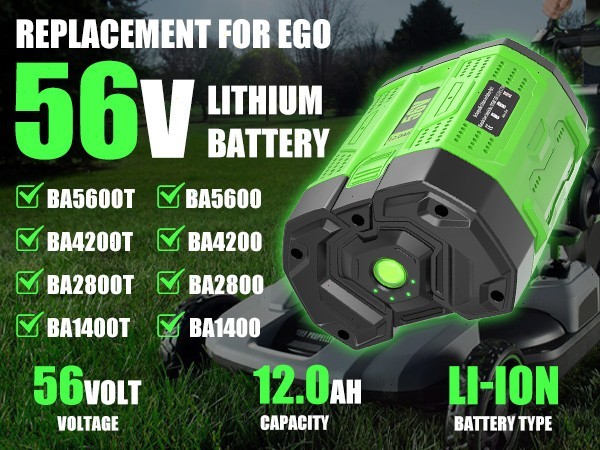 12 Ah Battery For EGO 56V 56Volt BA1400 POWER+ Lithium Ion BA2240 BA2800T BA5600