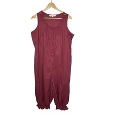 April Cornell Modern Prairie Camaloon Burgundy Cotton Jumper Crochet Trim L