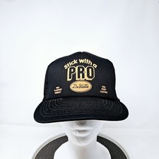 VINTAGE 80s 90s Black Mesh Trucker Hat Logo Advertising FAST SHIPPING