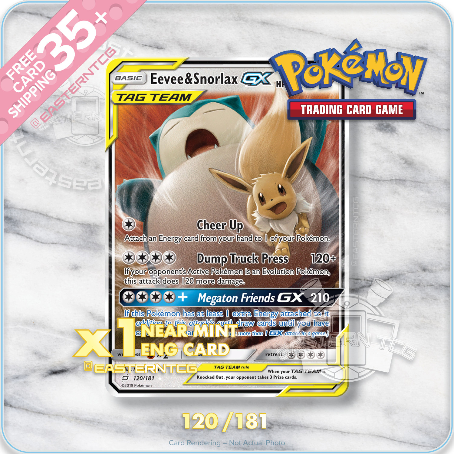 SINGLES Eevee & Snorlax GX 120/181 – Team Up – Pokemon Cards TCG – NM