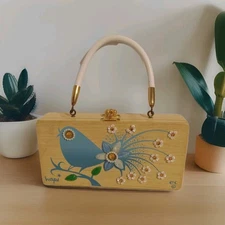 Enid Collins Of Texas 1960's Wood Purse Box Bag -  Hapi Box 