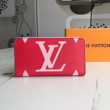 Louis Vuitton Zippy Wallet Red Pink Monogram Giant Leather Gold M60017