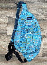 KAVU Rope Sling Bag Bicycle Print Canvas Backpack-Blue Outdoors