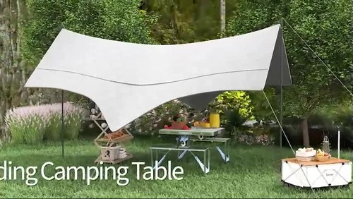 Outsunny 4 Person Aluminum Folding Picnic Table Set w/ Suitcase Umbrella Hole - Video 1 of 1