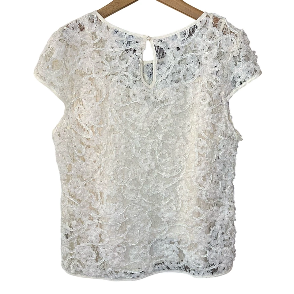 Beige por ECI Y2K Blanco Encaje Floral Apliques Coqueta Delicada Romántica Talla XL Foto 2 de 4