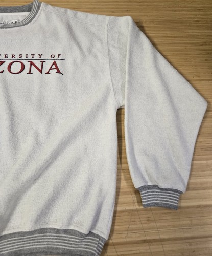 Vintage University of Arizona Sweatshirt Mens XL White Crewneck Striped Gear 90s - Picture 2 of 7