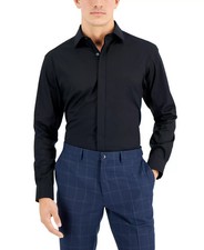 Alfani Regular Fit Convertible-Cuff Dress Shirt Men's M 15-15.5 32-33 Black