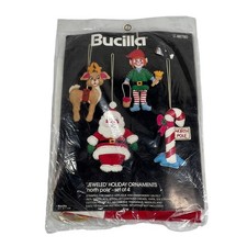 BUCILLA North Pole Jeweled Holiday Ornaments Felt Kit 48780 Set of 4 Open Pkg
