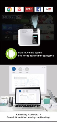 Mini LCD-Projektor Android HDMI Wifi HD 1280x720p - Bild 9 von 11