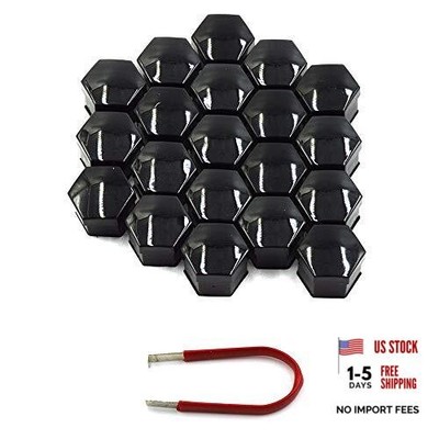 20 Pcs Universal 19mm Wheel Lug Nut Bolt Cove Caps and Removal Black Color